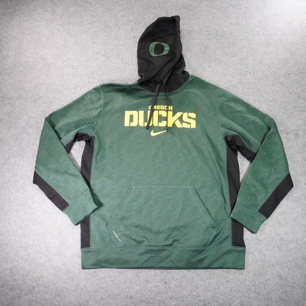 Nike‎ Hoodie Mens Large Therma Fit Oregon Ducks Green Long Sleeve Geometric